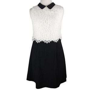 Alice + Olivia Desra Dress Womens 6 Black White Lace Celebrity Paris Hilton